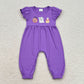 Baby Girl Toddler Embroidery Ghost Halloween Sibling Purple Romper Dress Clothes RTS