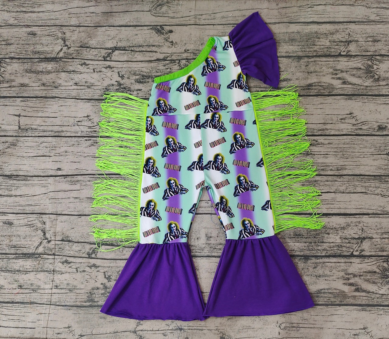 Baby Girl Halloween Tassels One Shoulder Romper