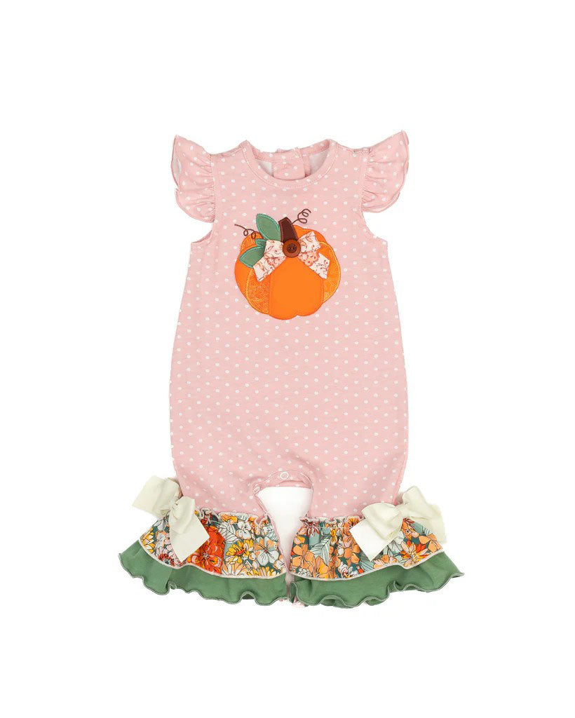 Pre-order Baby Girl Short Sleeves Pumpkin Pink Romper