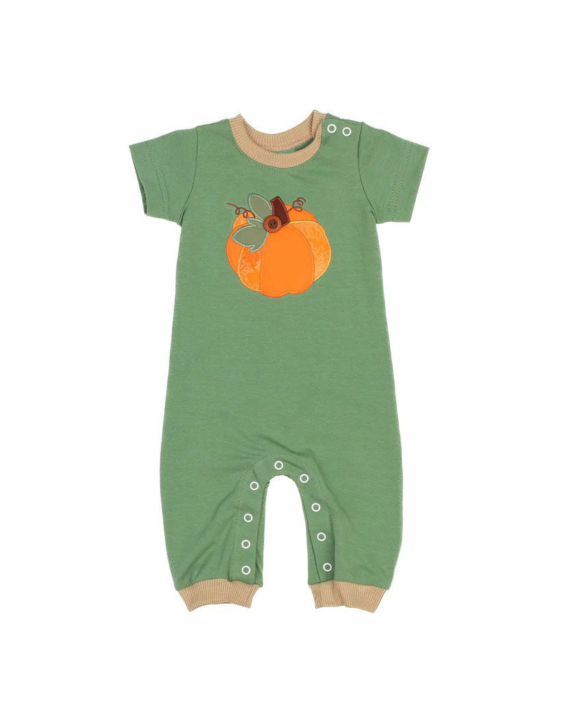 Pre-order Baby Boy Short Sleeves Green Pumpkins Romper