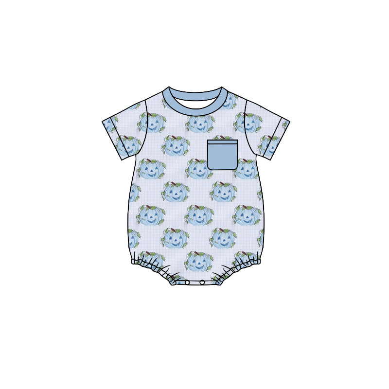 Pre-order Baby Boy Pumpkin Pocket Blue Romper