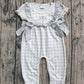 Baby Girl Short Sleeves Thanksgiving turkey Bows Plaid Fall Romper RTS