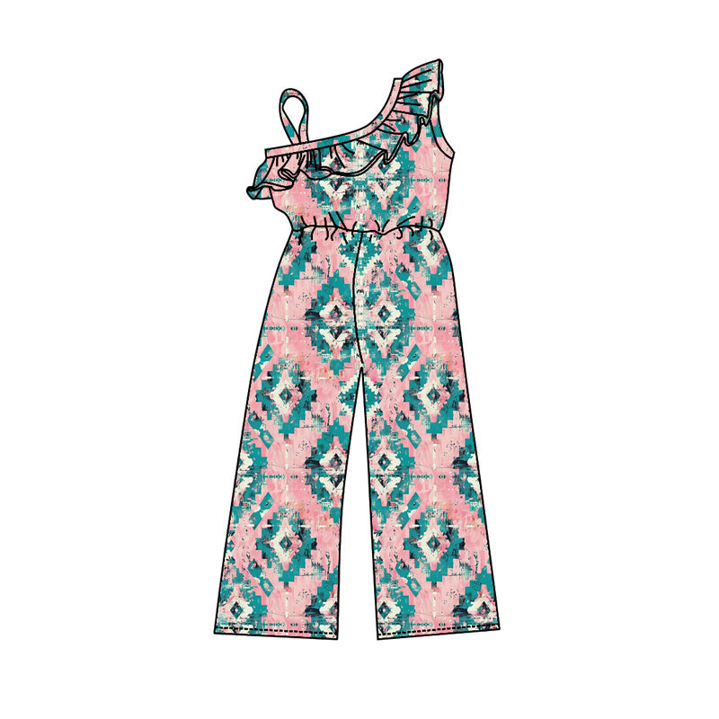 Pre-order Baby Girl Western Aztec Straps Jumpsuit