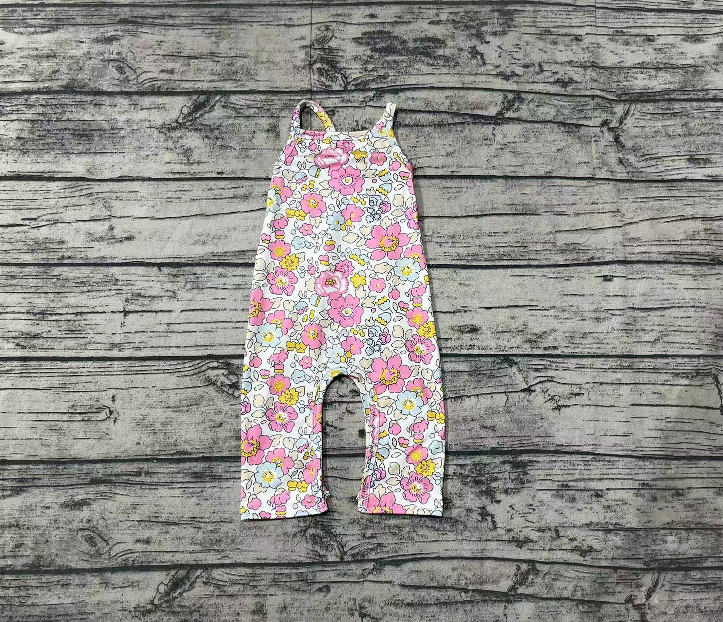 Baby Girl Sleeveless Straps Flower Straps Jumpsuit