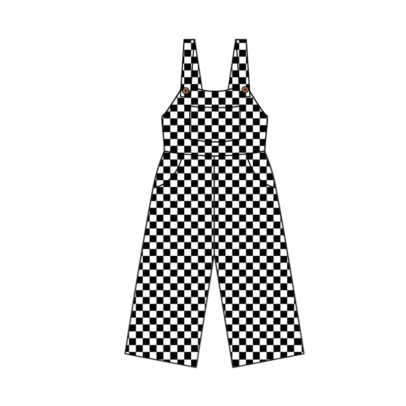 Pre-order Baby Girl Black Checkered Straps Jumpsuit