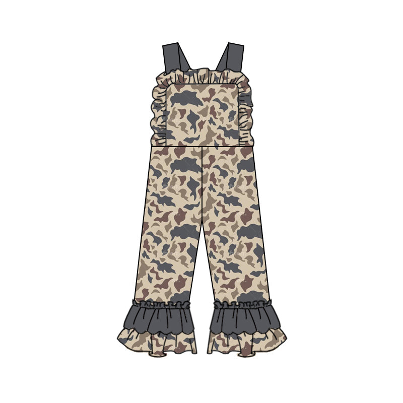 Pre-order Baby Girl Sleeveless Ruffle One Piece Camo Jumpsuit