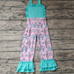 Baby Girl Christmas Soldier Straps Blue Ruffle Jumpsuit