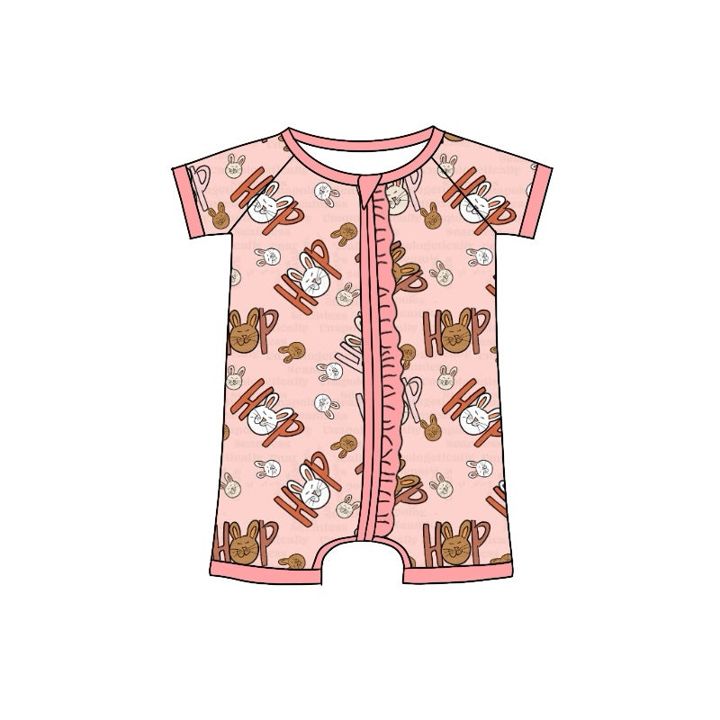 Pre-order Baby Girl Infant Easter Rabbit Pink Zipper Romper