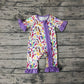 Baby Girl Infant Short Sleeves Mardi Gras Anchor Crawfish Zipper Romper