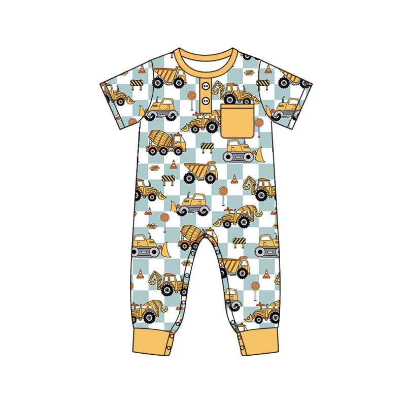 Pre-order Baby Boy Short Sleeves Constructions Pocket Romper