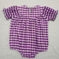 Baby Girl Infant Embroidery Purple Checkered Mardi Gras Bubble Smocked Romper