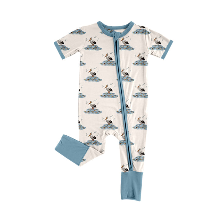 Pre-order Baby Boy Infant Short Sleeves Duck Zipper Romper