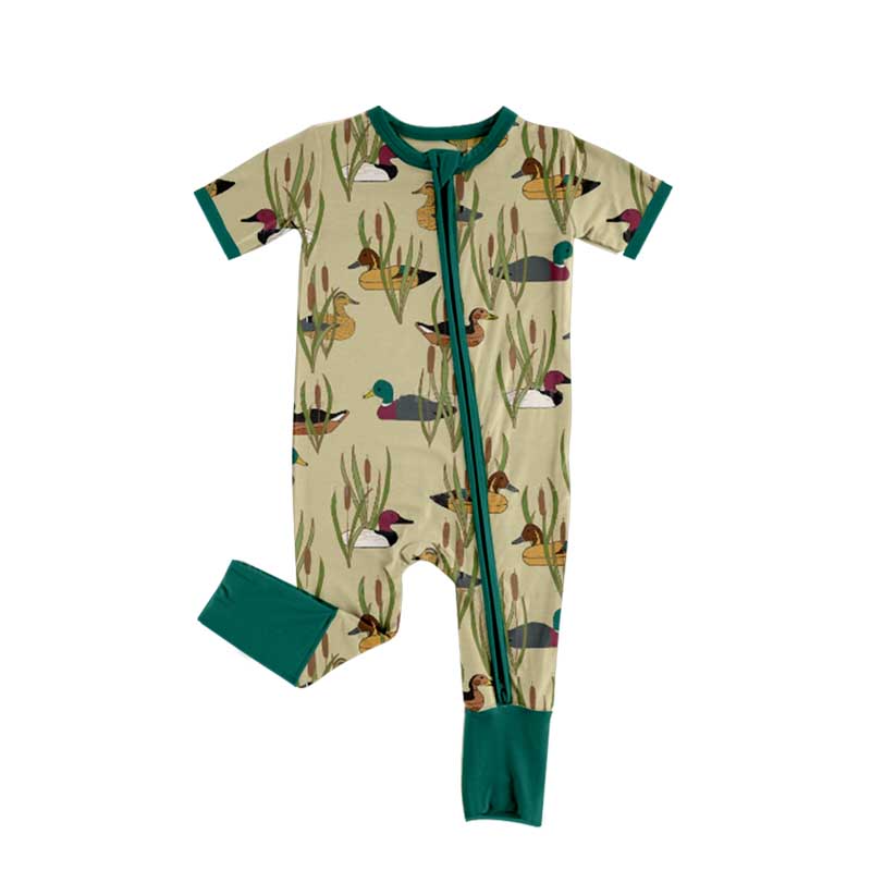 Pre-order Baby Boy Infant Short Sleeves Duck  Zipper Romper