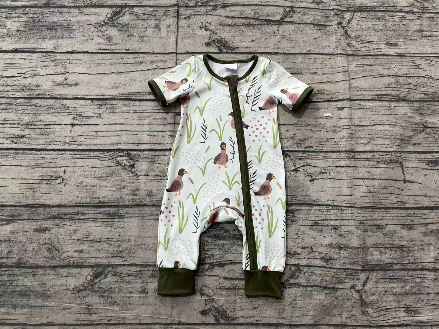 Baby Boy Infant Short Sleeves Ducks Zipper Romper