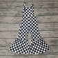 Preorder Baby Girl Black Checkered Straps Jumpsuit（ No moq ）