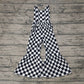 Preorder Baby Girl Black Checkered Straps Jumpsuit（ No moq ）