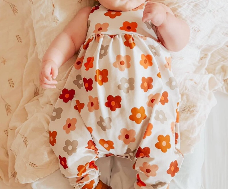 Preorder Baby Girl Infant Sleeveless Flower Buttons Romper