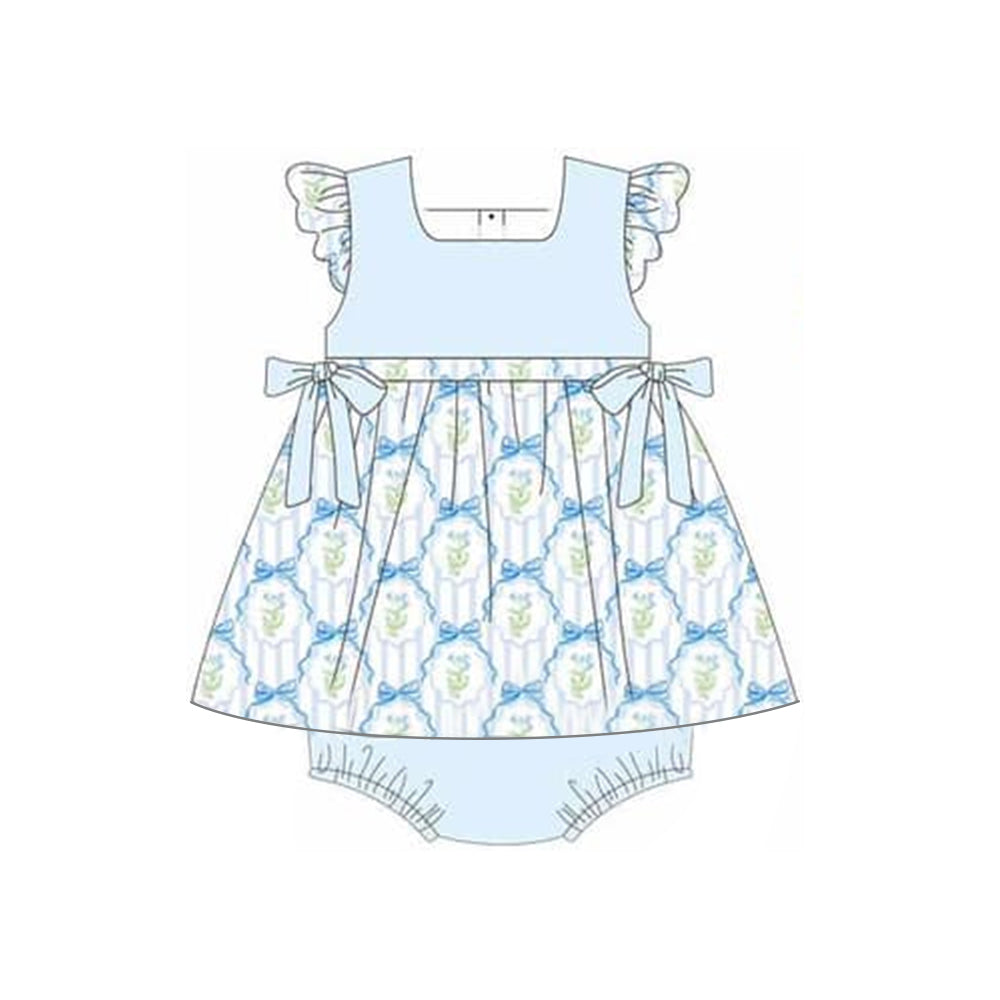 Preorder Baby Girl Infant Short Sleeves Bows Bummie Romper
