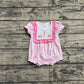 Preorder Baby Girl Infant Short Sleeves Embroidery Easter Rabbit Carrot Bubble Pink Romper