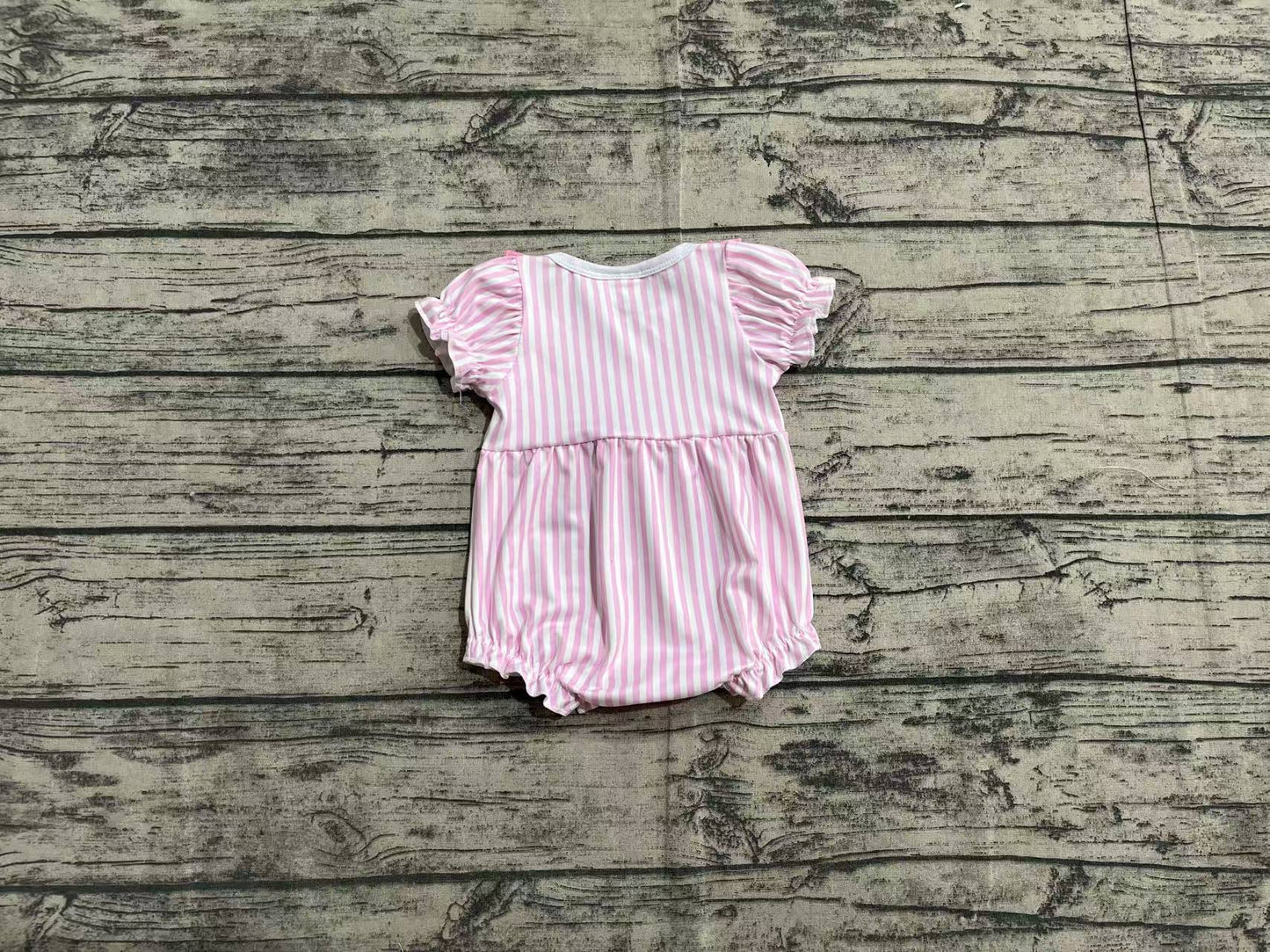 Preorder Baby Girl Infant Short Sleeves Embroidery Easter Rabbit Carrot Bubble Pink Romper