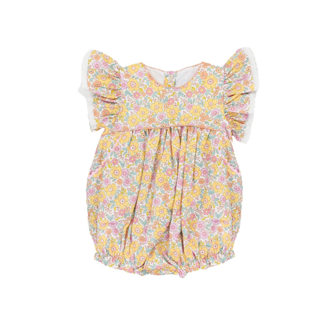 Preorder Baby Girl Infant Short Sleeves Flower Bubble Romper