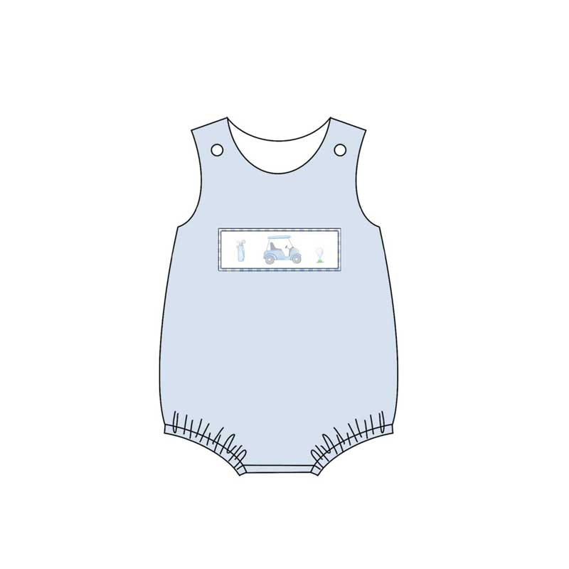 Preorder Baby Boy Infant Sleeveless Blue Golf Bubble Romper