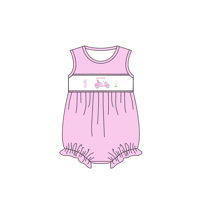 Preorder Baby Girl Infant Sleeveless Golf Bubble Pink Romper