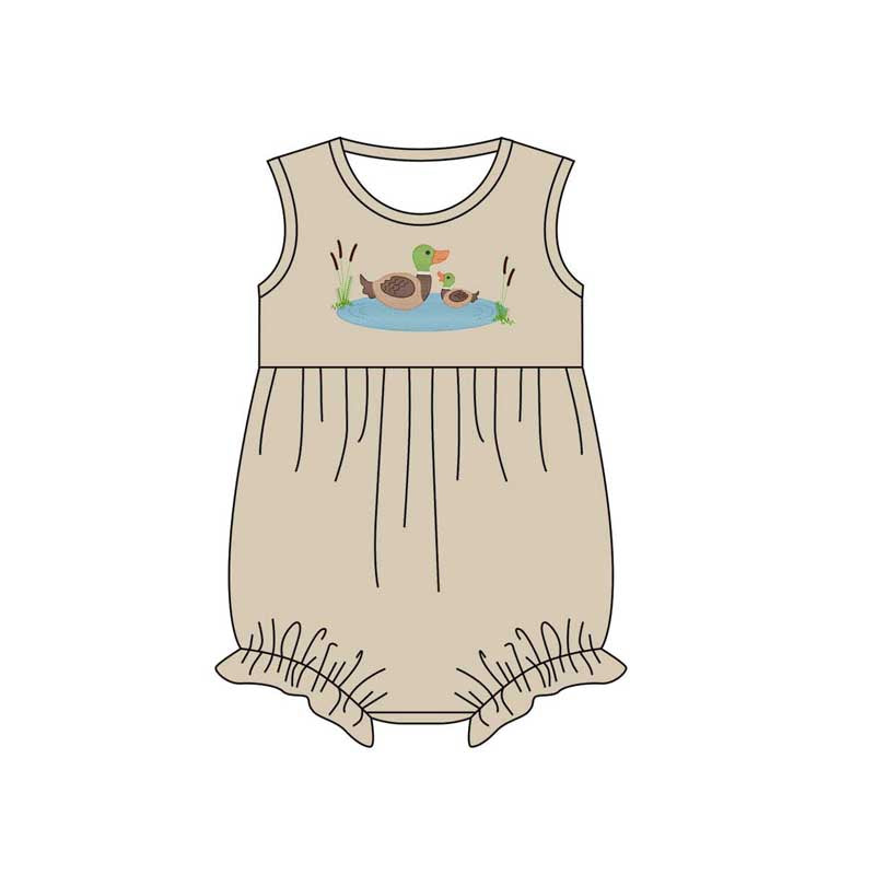 Preorder Baby Girl Infant Sleeveless Duck Bubble Romper