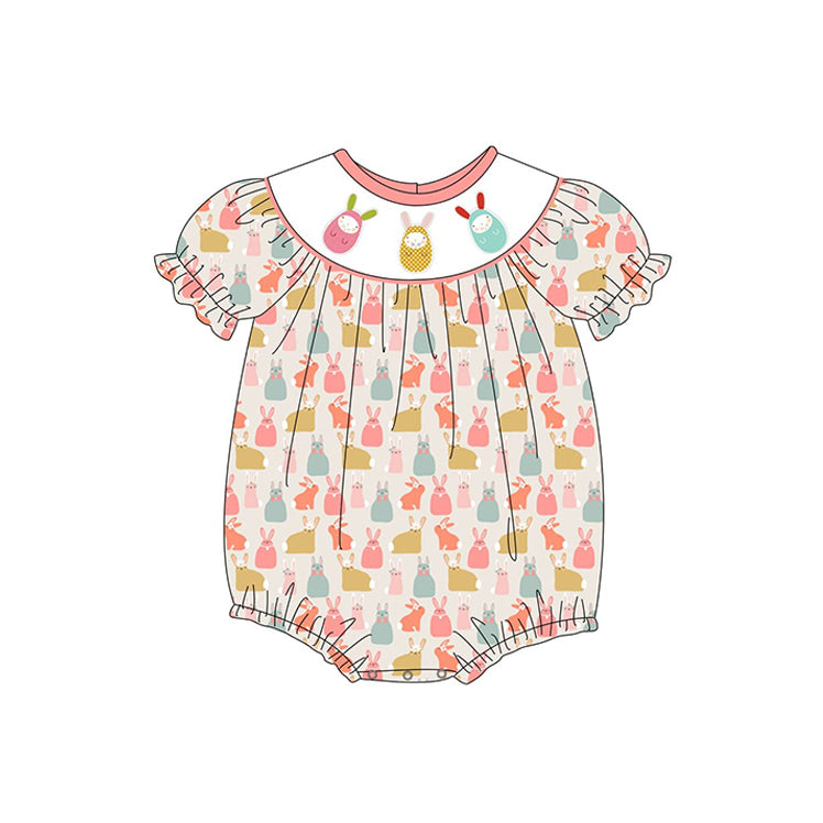 Preorder Baby Girl Infant Short Sleeves Easter Rabbit Bubble Romper