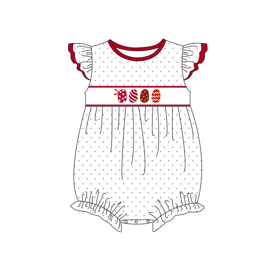 Preorder Baby Girl Infant Short Sleeves Easter Eggs Bubble Romper