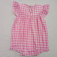 Baby Girl Infant Embroidery Easter Rabbit Pink Plaid Smocked Bubble Romper