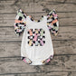 Baby Girl Infant  Short Sleeves Easter Checkered Rabbit Bubble Romper