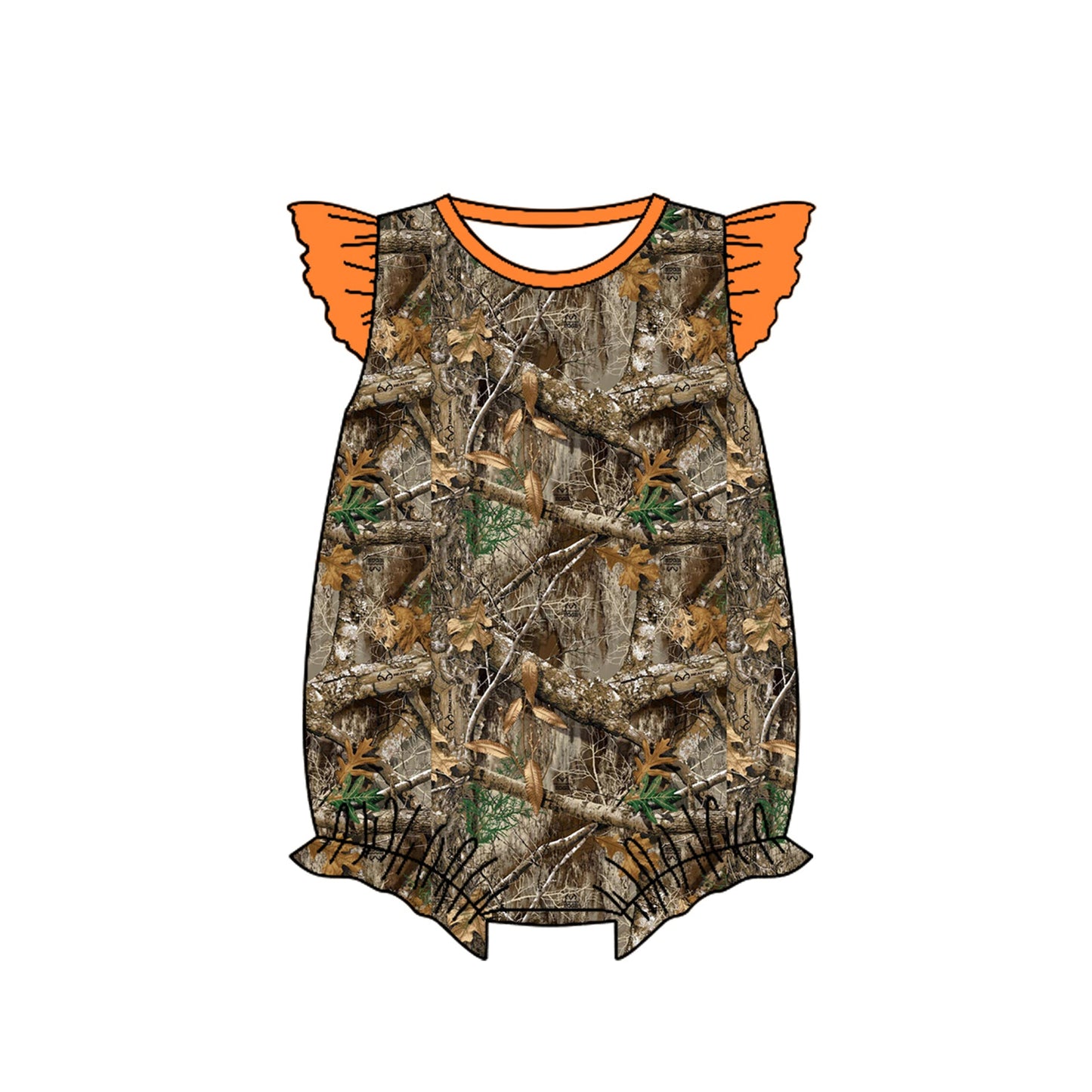 Preorder Baby Girl Short Sleeves Camo Hunting Pocket Bubble Romper