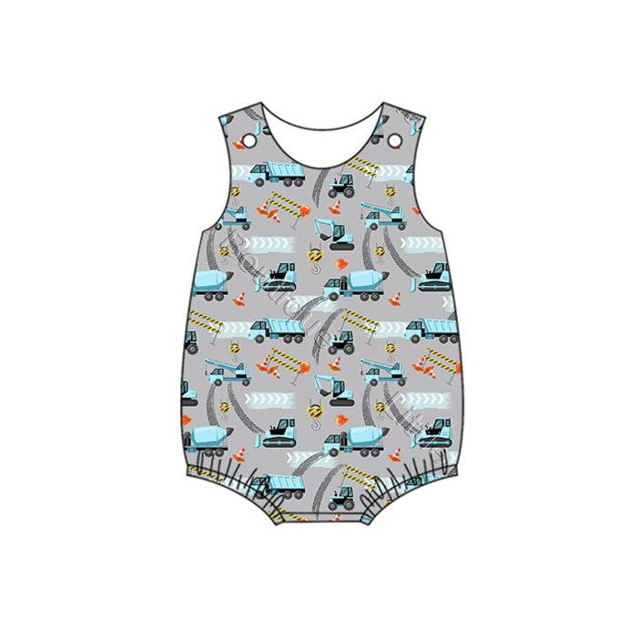 Preorder Baby Boy Infant Short Sleeves Construction Bubble Romper