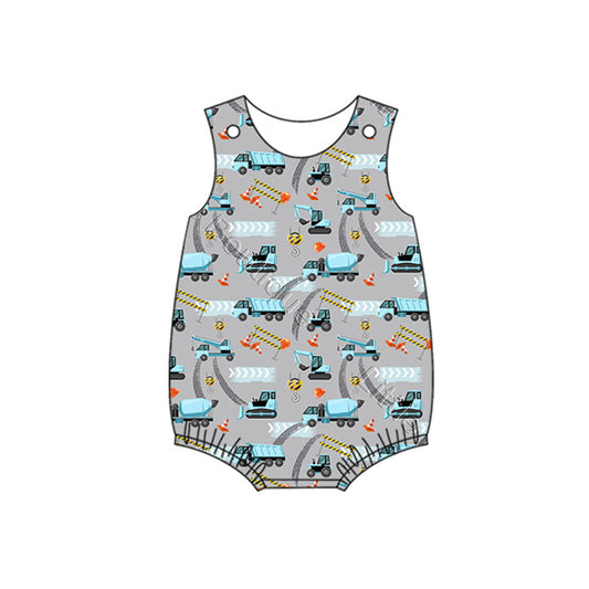 Preorder Baby Boy Infant Short Sleeves Construction Bubble Romper