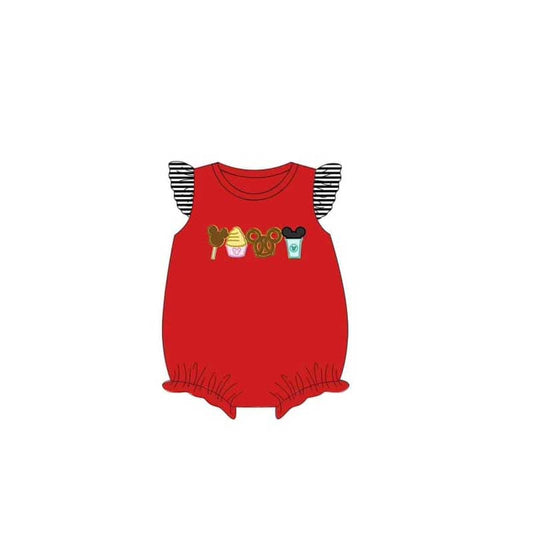 Preorder Baby Girl Short Sleeves Cartoon Red Bubble Romper