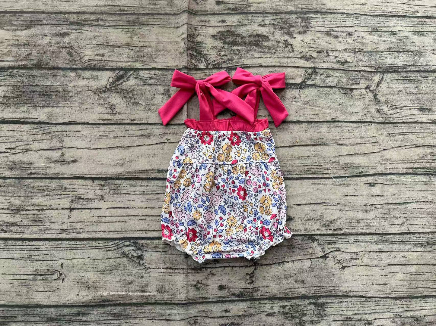 Baby Girl Infant Flower Straps Bubble Romper