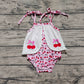 Baby Girl Infant Straps Cherry Summer Bubble Romper RTS