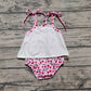 Baby Girl Infant Straps Cherry Summer Bubble Romper RTS
