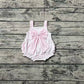 Baby Girl Infant Straps Pink Dots Bows Straps Bubble Romper