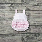 Baby Girl Infant Straps Pink Dots Bows Straps Bubble Romper