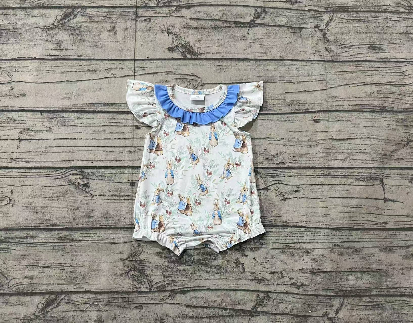 Baby Girl Infant Short Sleeves Easter Rabbits Bubble Romper