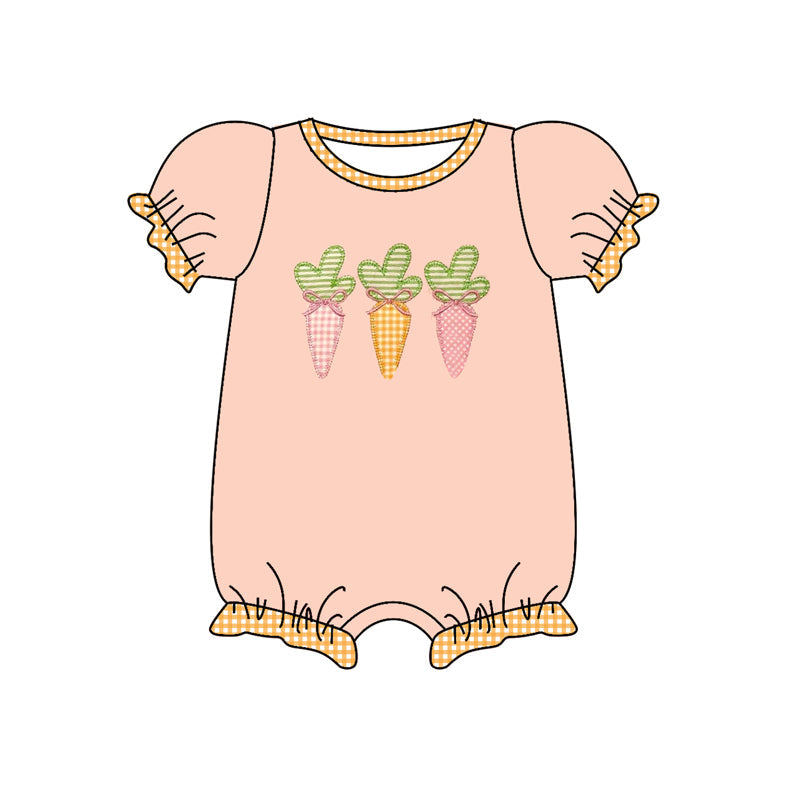 Preorder Baby Girl Infant Short Sleeves Easter Carrots Bubble Romper