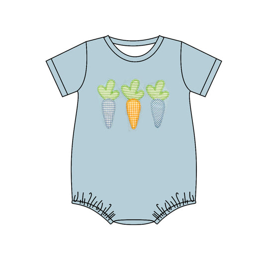 Preorder Baby Boys Infant Short Sleeves Easter Carrots Bubble Romper