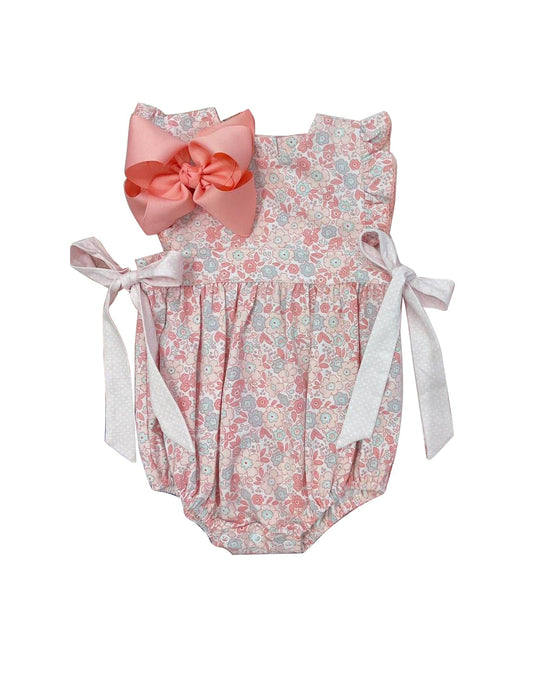 Preorder Baby Girl Infant Short Sleeves Floral Bows Bubble Romper