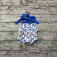 Baby Girl Infant July 4th Bows Straps Bubble Romper