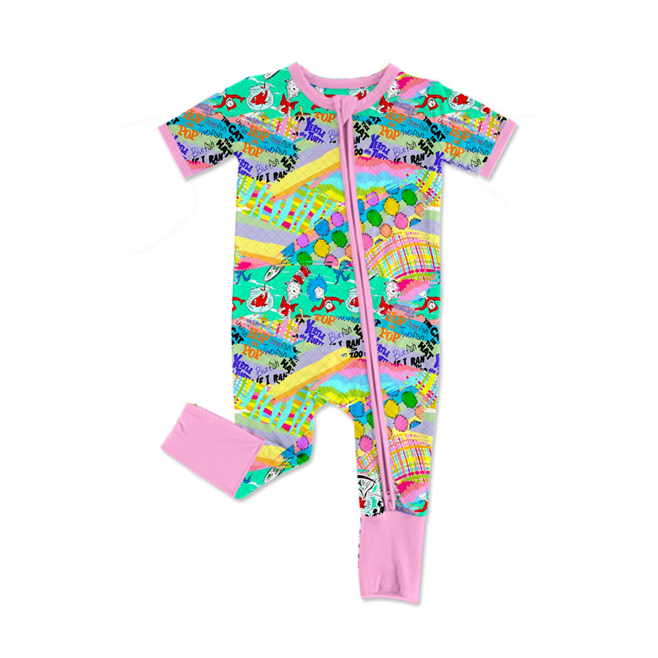 Preorder Baby Girl Infant Short Sleeves Dr Reading Balloon Zipper Romper