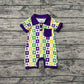 Baby Boy Infant Short Sleeves Mardi Gras Anchor Buttons Romper