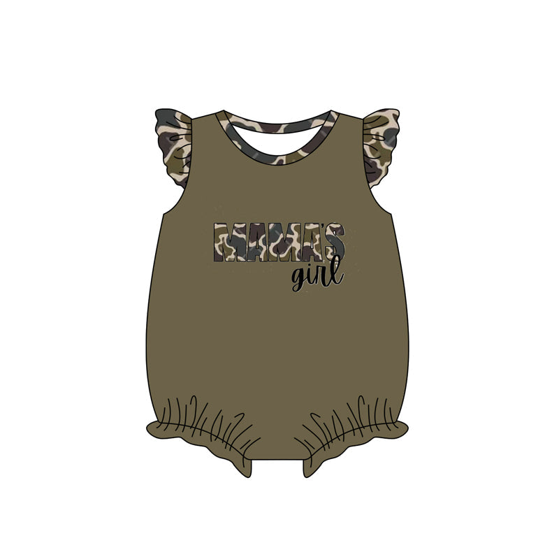 Preorder Baby Kids Infant Short Sleeves Mama's Girl Camo Bubble Romper