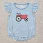 Baby Boy Girl Embroidery Farm Chicken Blue Stripes Sibling Romper Clothes Set